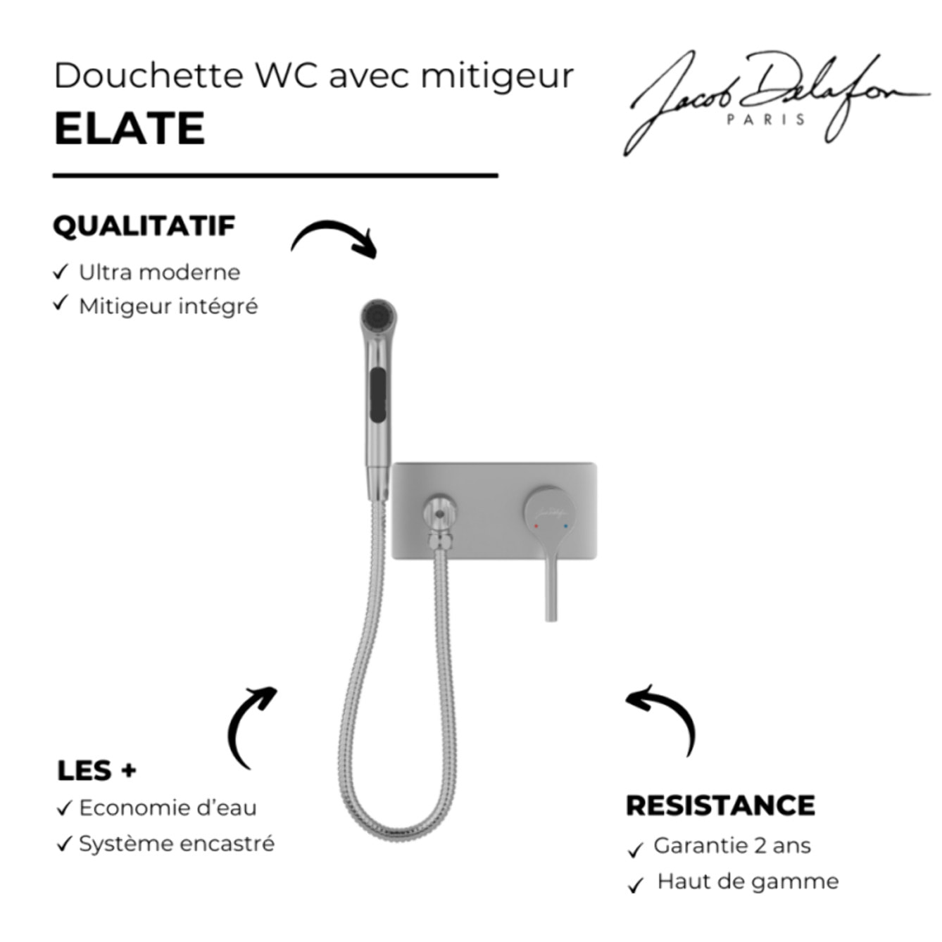 Douchette WC avec mitigeur encastré Elate + corps encastré