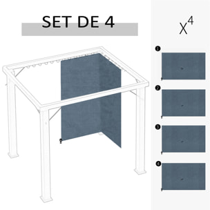 Parois latérales de rechange barnum tonnelle 3 x 3 m - 2 systèmes d'attache boucles ou crochets - zip, velcro - polyester gris