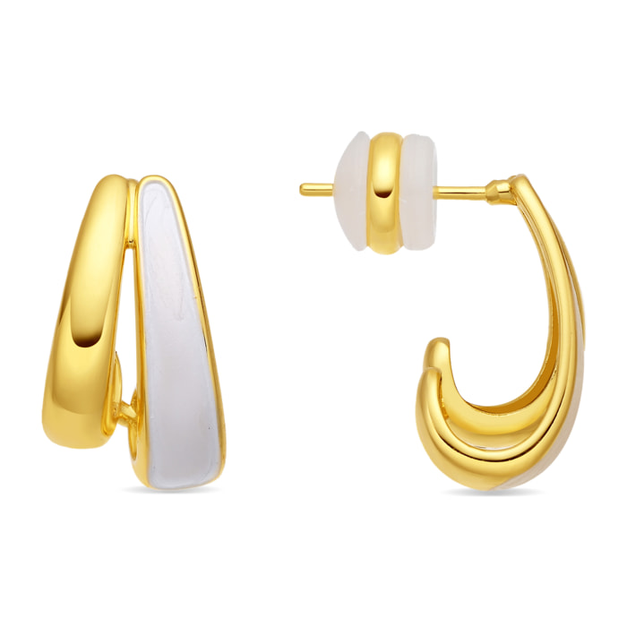 Pendientes de Lacado Blanco acabado en oro amarillo de 18k