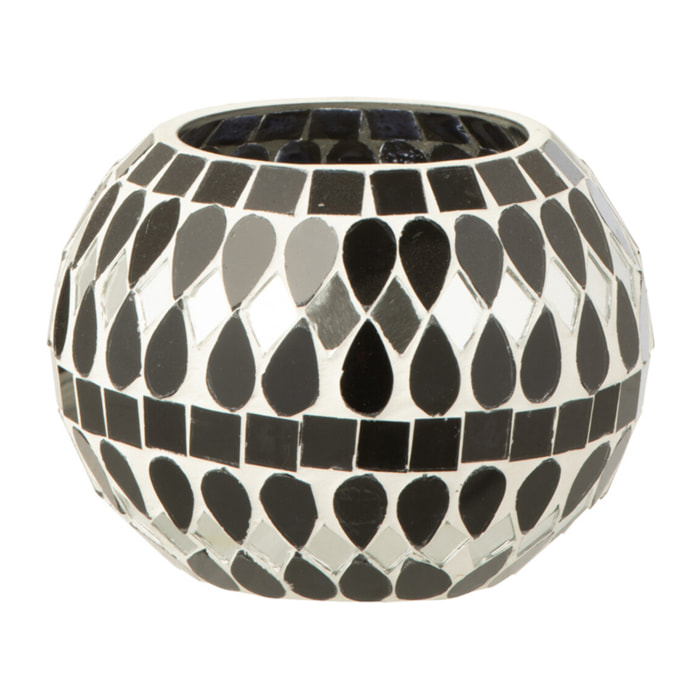J-Line photophore Mosaïque - verre - noir/argent - small