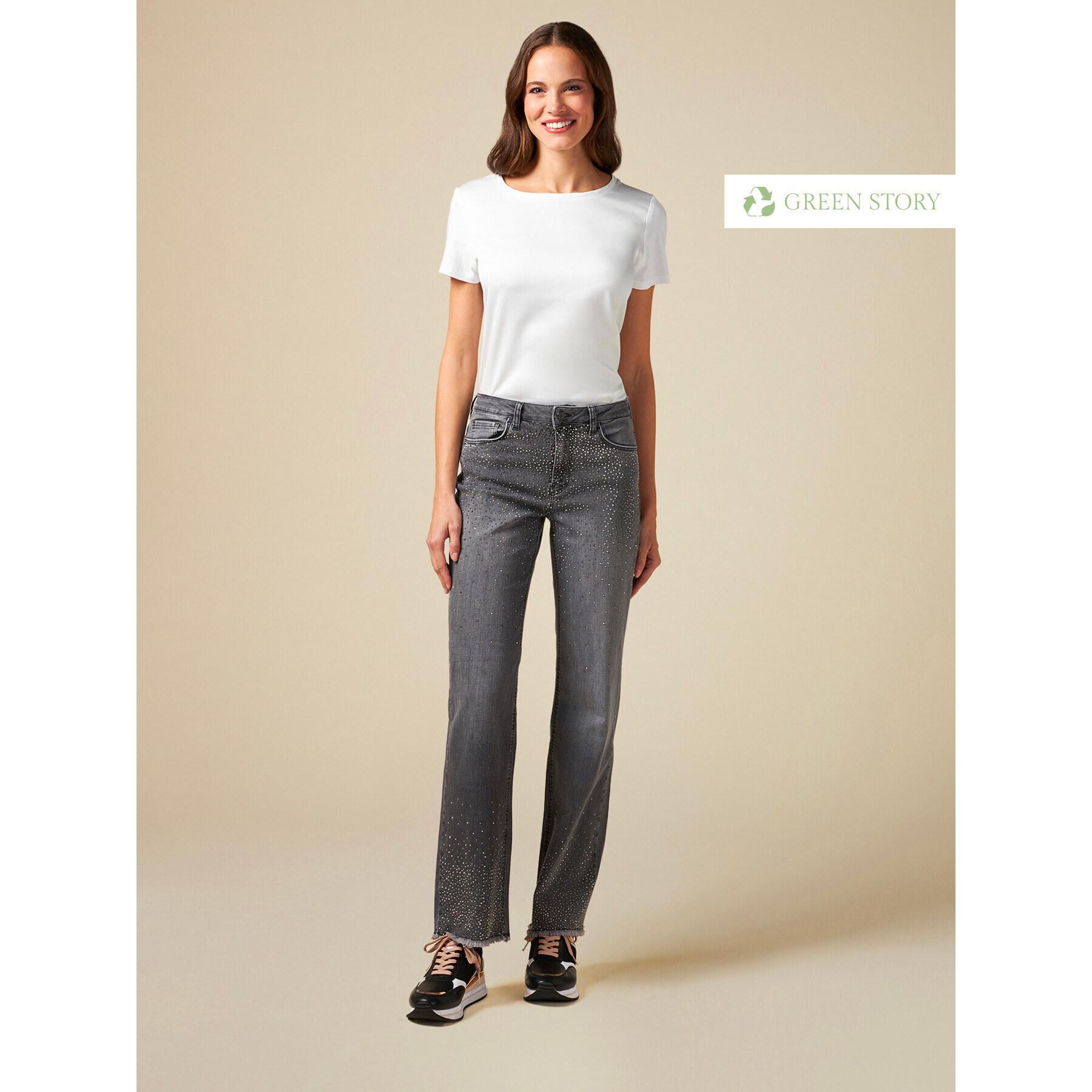 Oltre - Vaqueros cropped grises ecológicos con tachuelas - Gris