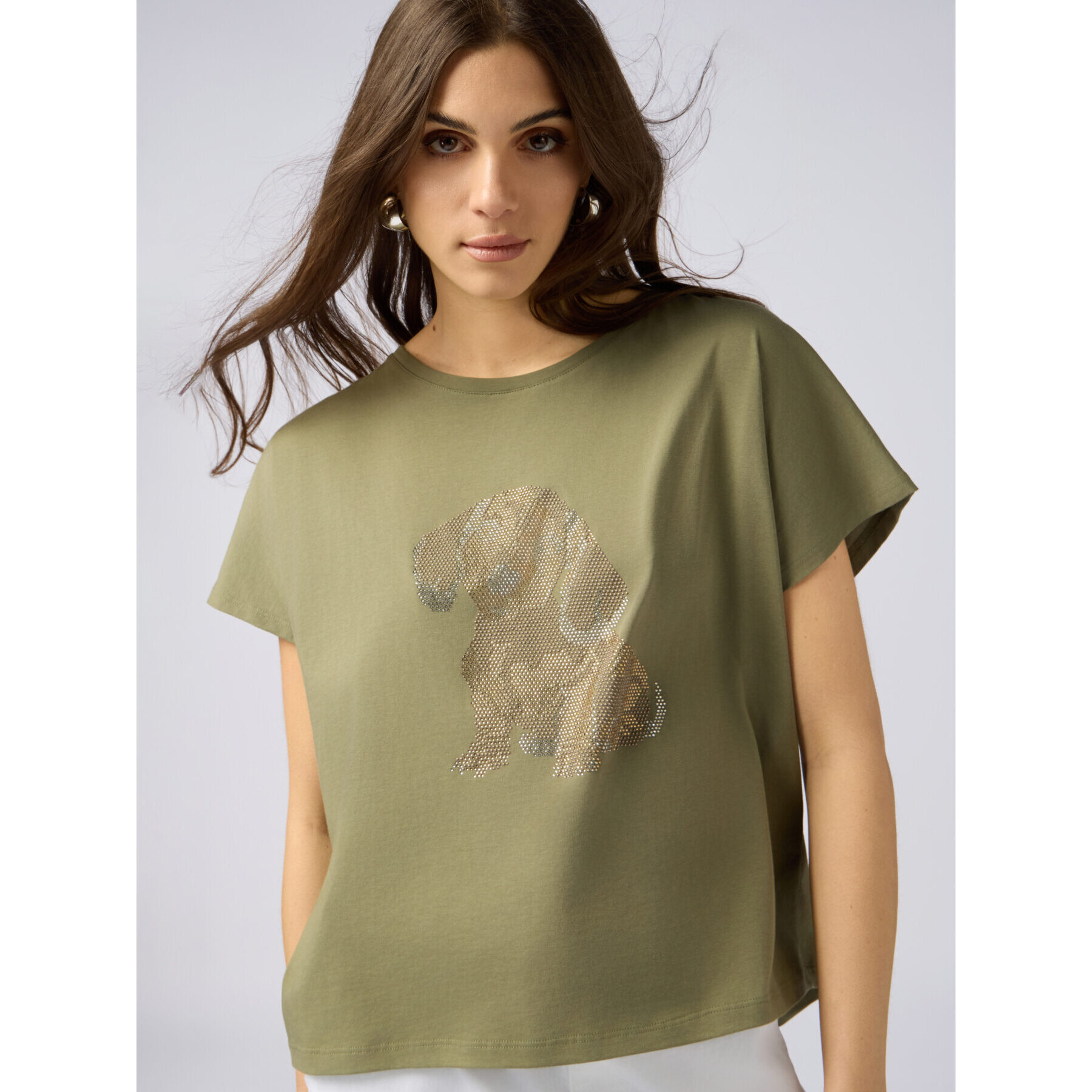 Oltre - Camiseta de algodón con aplicaciones - Verde