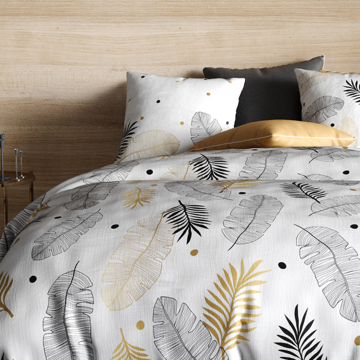 Parure housse de couette imprimé 100% coton - envole - gris