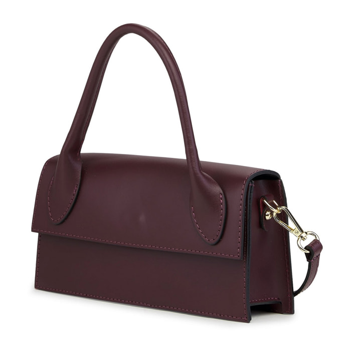 Borse Donna colore Bordeaux-in pelle Made in Italy 22x18x8cm