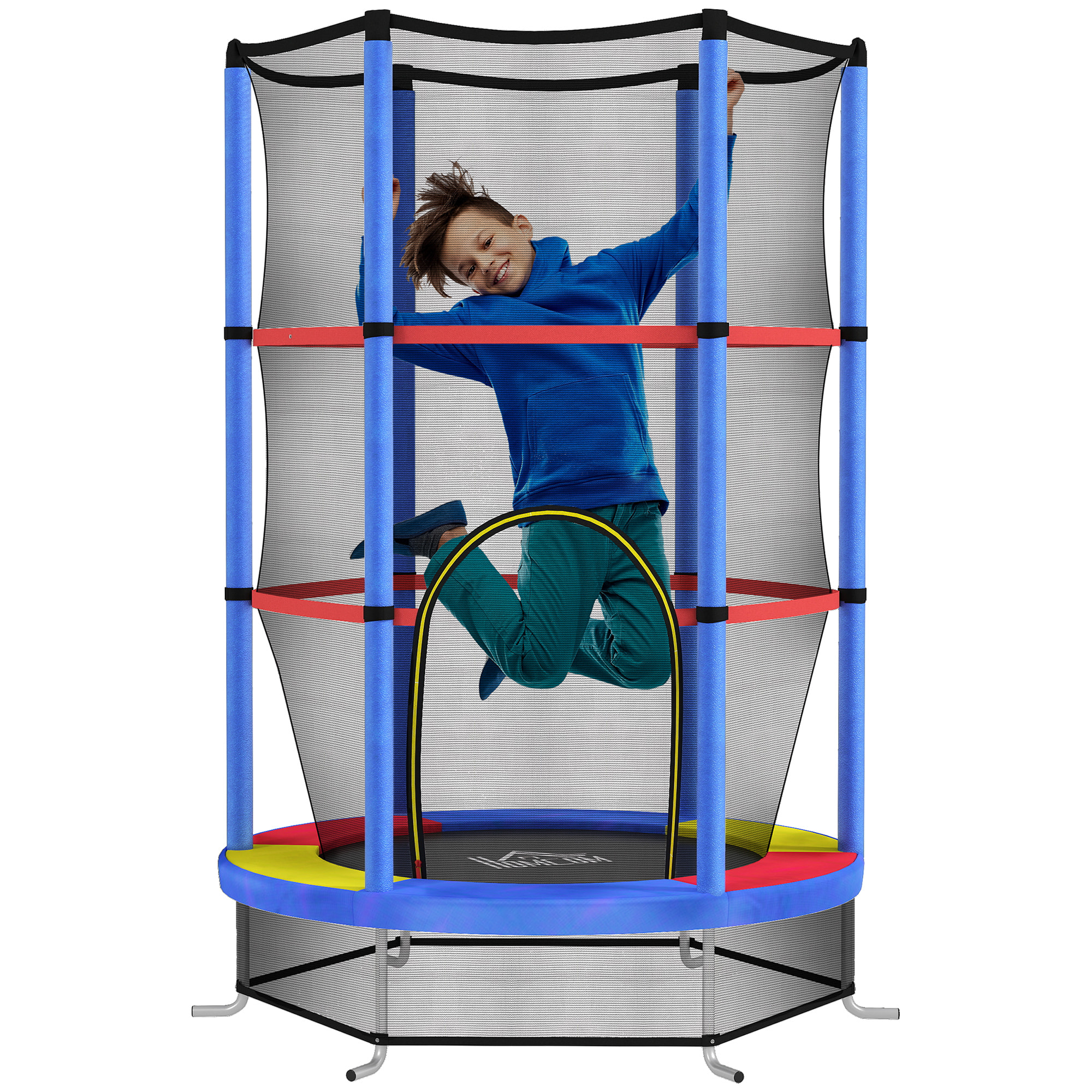 Cama Elástica Infantil Ø140x190 cm Trampolín para Niños de 3-6 Años con Red de Seguridad Carga 45 kg para Interior Multicolor