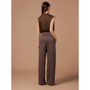 Oltre - Pantalones palazzo de tejido fluido - Marrón