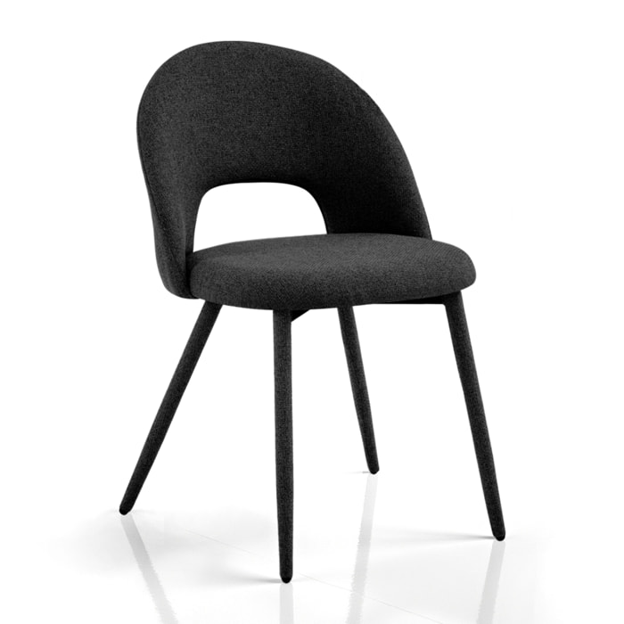 Lot de 4 chaises de salle à manger Tomasucci SELMA, en tissu, noir, 54 × 51 × 79 cm
