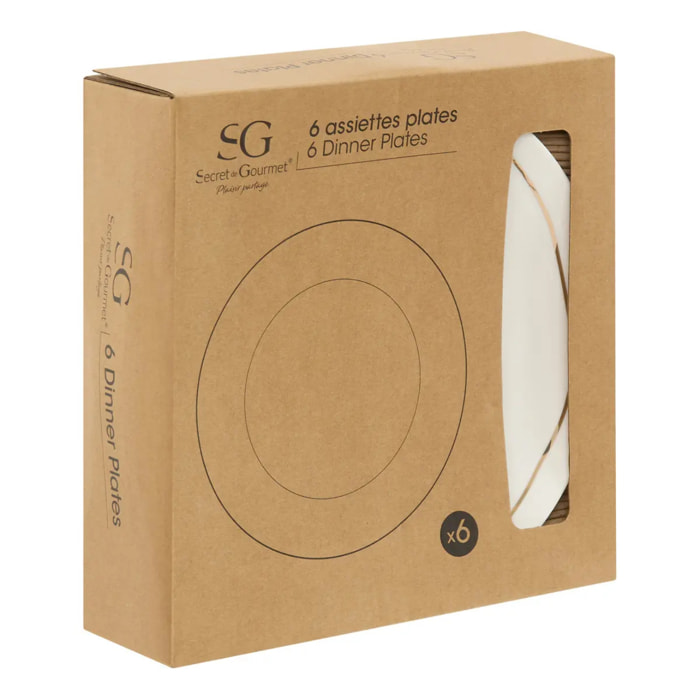 Lot de 6 Assiette plate Selena diamètre 26cm