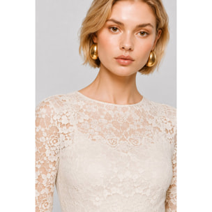 Kocca - Abito da donna in pizzo floreale con maniche lunghe Donna