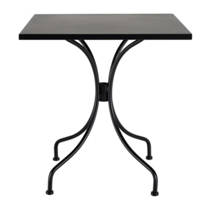 MALO - SALON DE JARDIN 2 PERS. - Table carrée 70x70cm et 2 fauteuils beiges et noirs en cordage