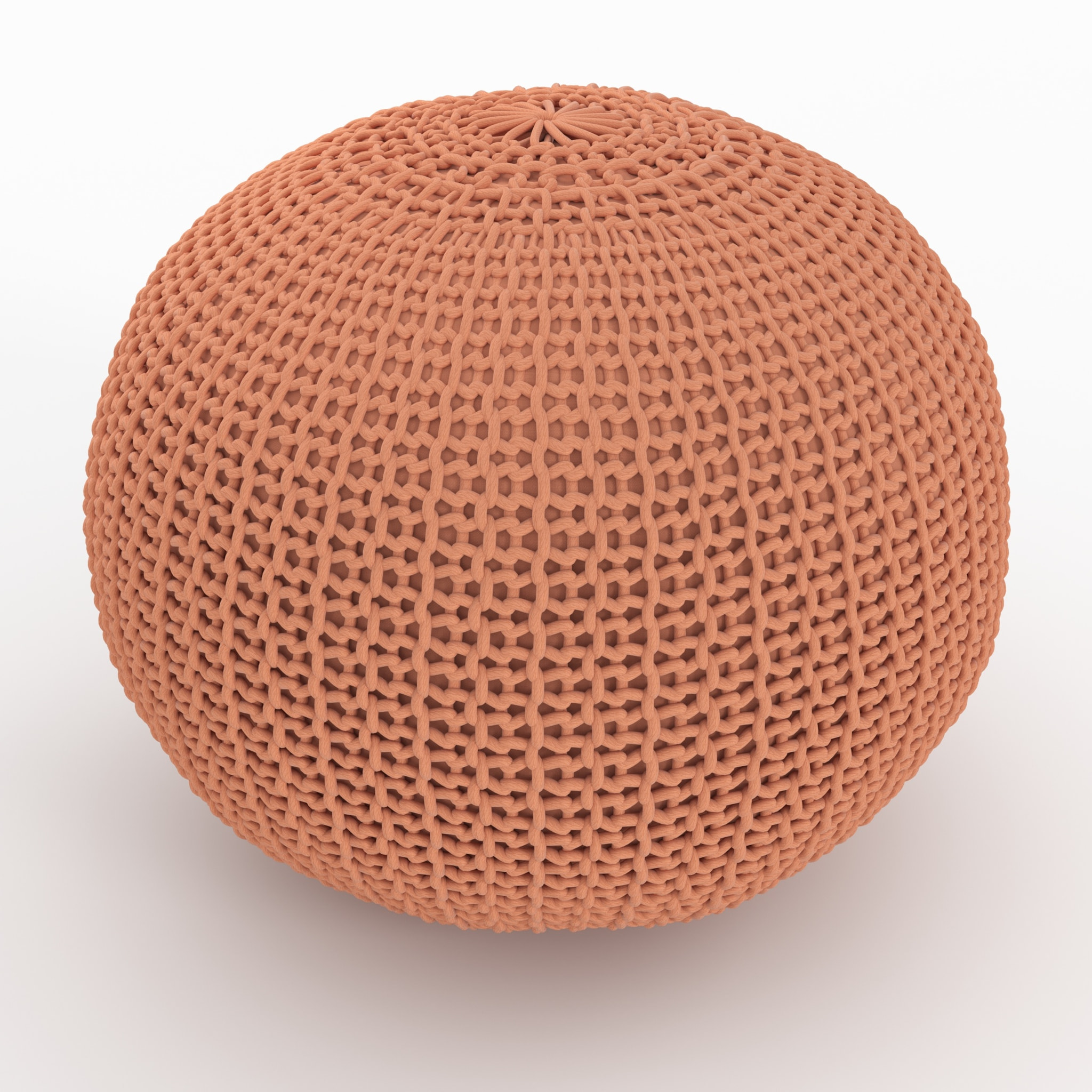 Pouf tricot rond rose poudré D40 cm - Elisa