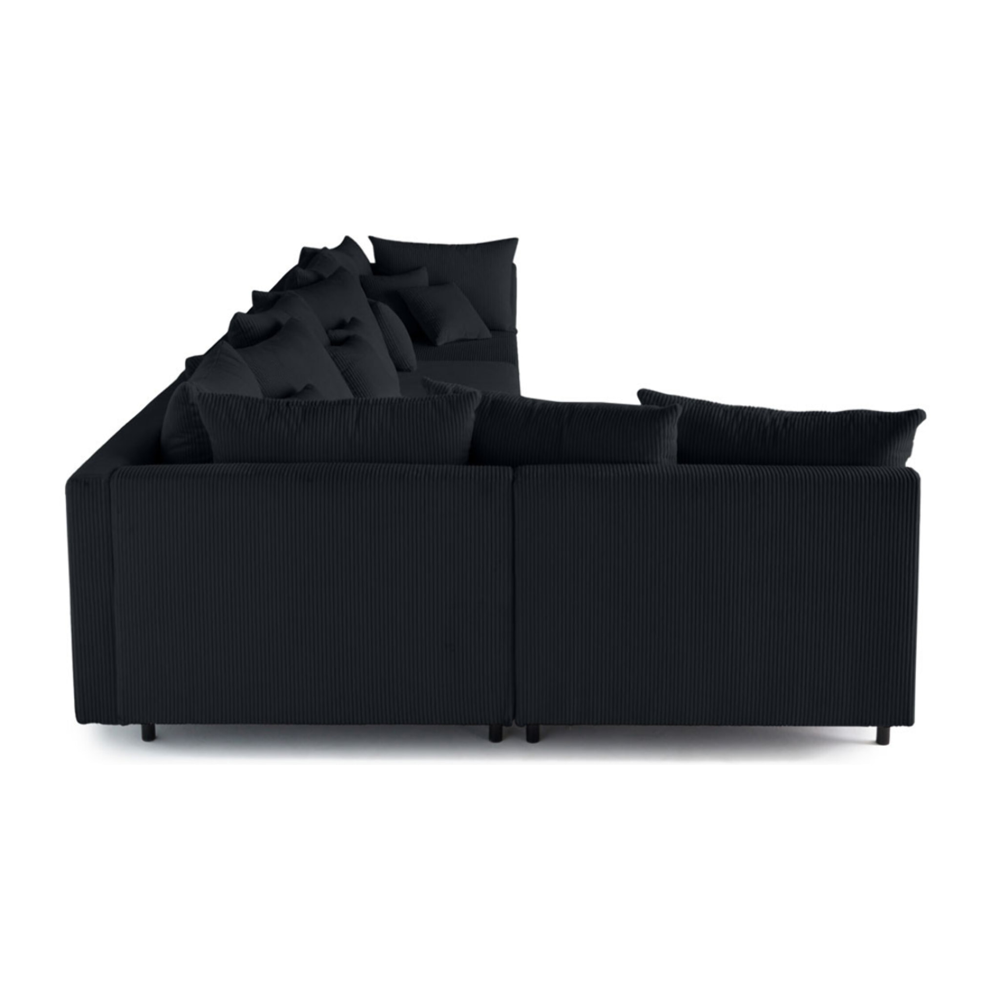 Edinburg - canapé modulable d'angle réversible 5 places - en velours côtelé - Noir
