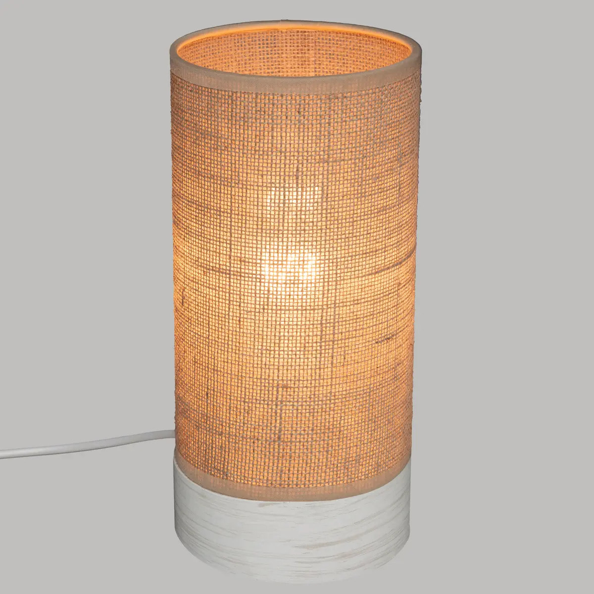 Lampe cylindre "Elva" lin beige H27cm