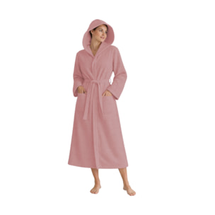 Accappatoio Con Cappuccio In Morbida Spugna Assorbente Boutique Tinta Unita Rosa
