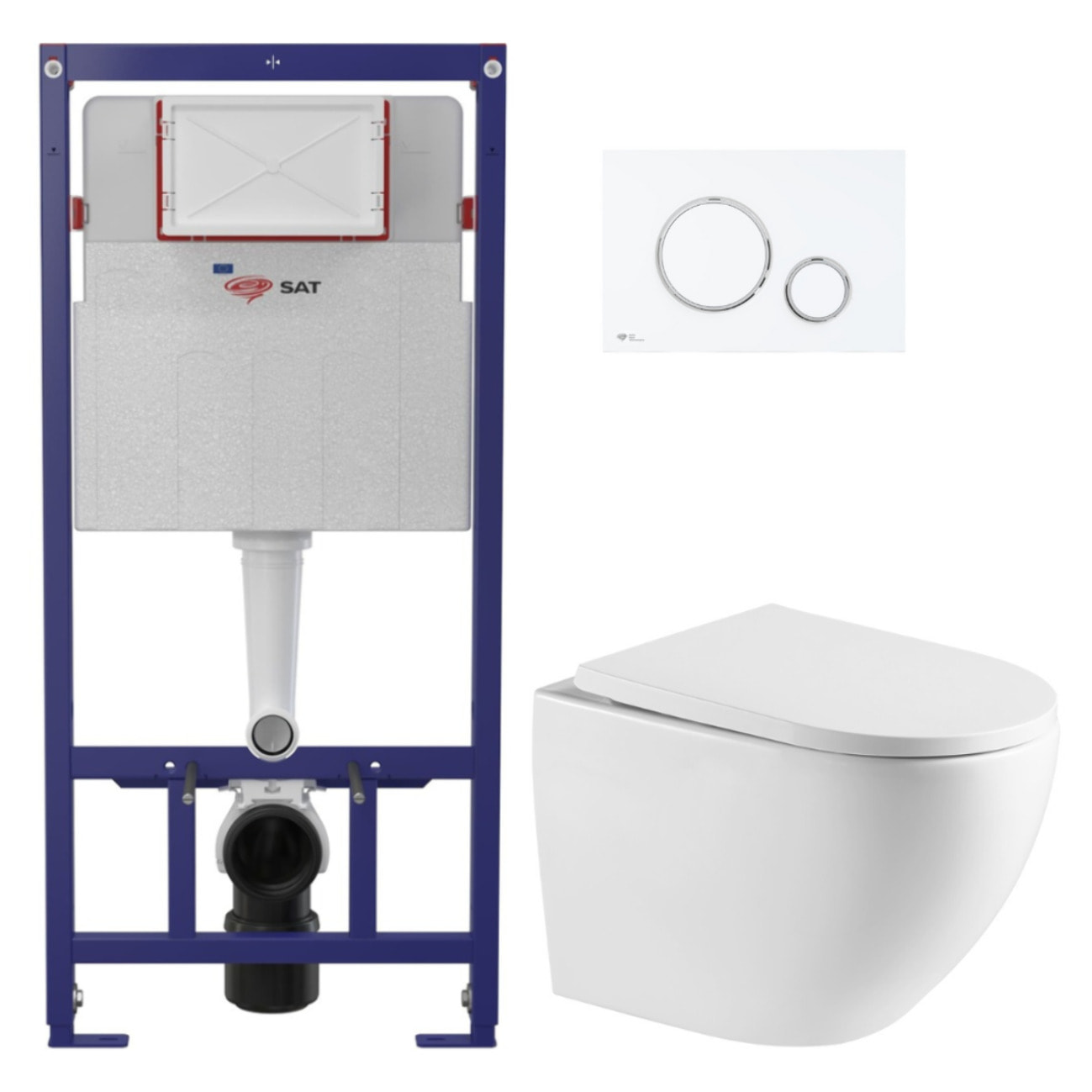 Pack WC bâti ECO 2L Swiss Aqua Technologies + WC suspendu Swiss Aqua Technologies + plaque blanc/chrome (STEST67WR04-IN)