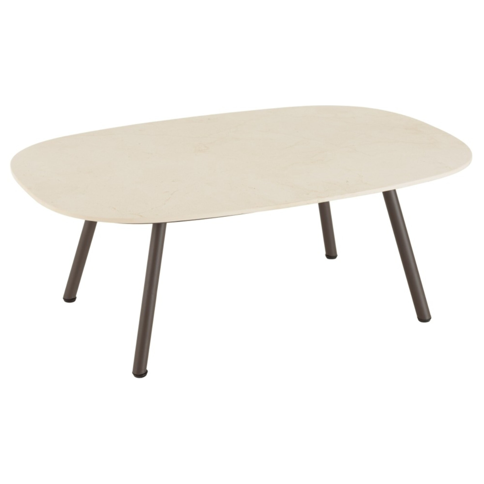 VICK - Salon de jardin 4 places en acier et cordage synthétique taupe