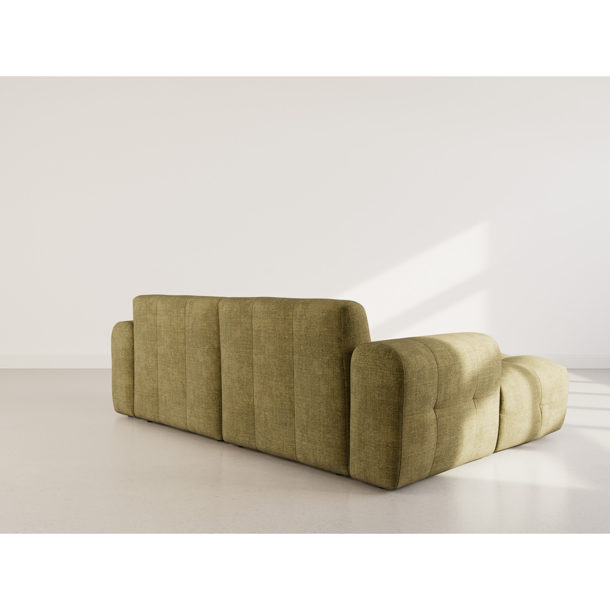 Diane - Canapé d'angle gauche 4 places en velours texturé - Vert Kaki