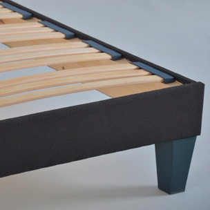 Sommier en Kit Tri-Lattes, Pin Massif & Tissu Gris Anthracite, Soutien Ferme, Montage Rapide