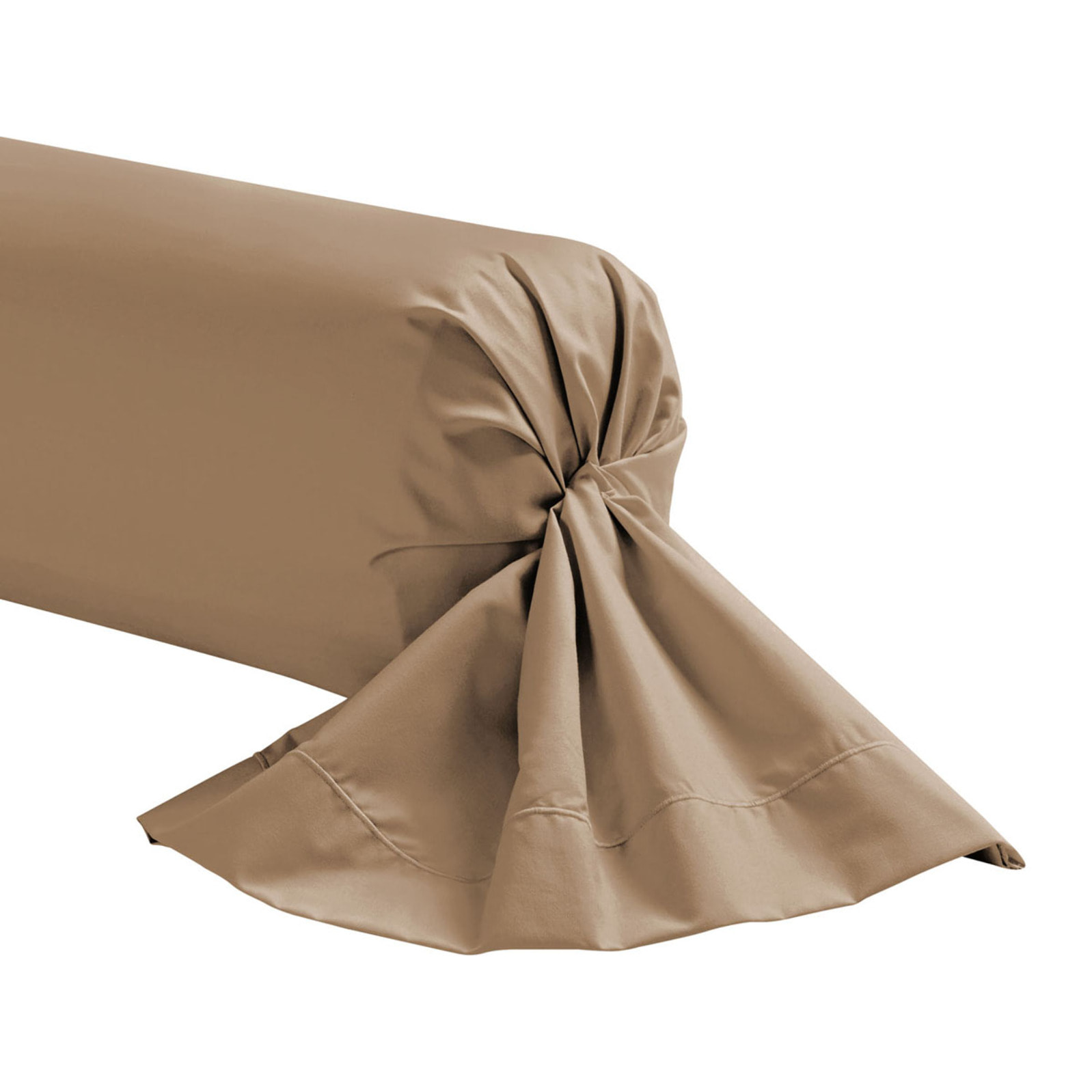 Taie de traversin unie en percale de coton, ROYAL LINE, Beige