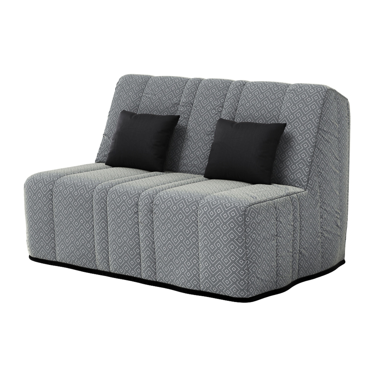 Banquette convertible Gaia, matelas Simmons, 160 x 200 cm, 2 coussins offerts, Geometrik Gris