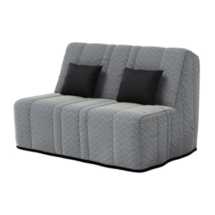 Banquette convertible Gaia, matelas Simmons, 160 x 200 cm, 2 coussins offerts, Geometrik Gris