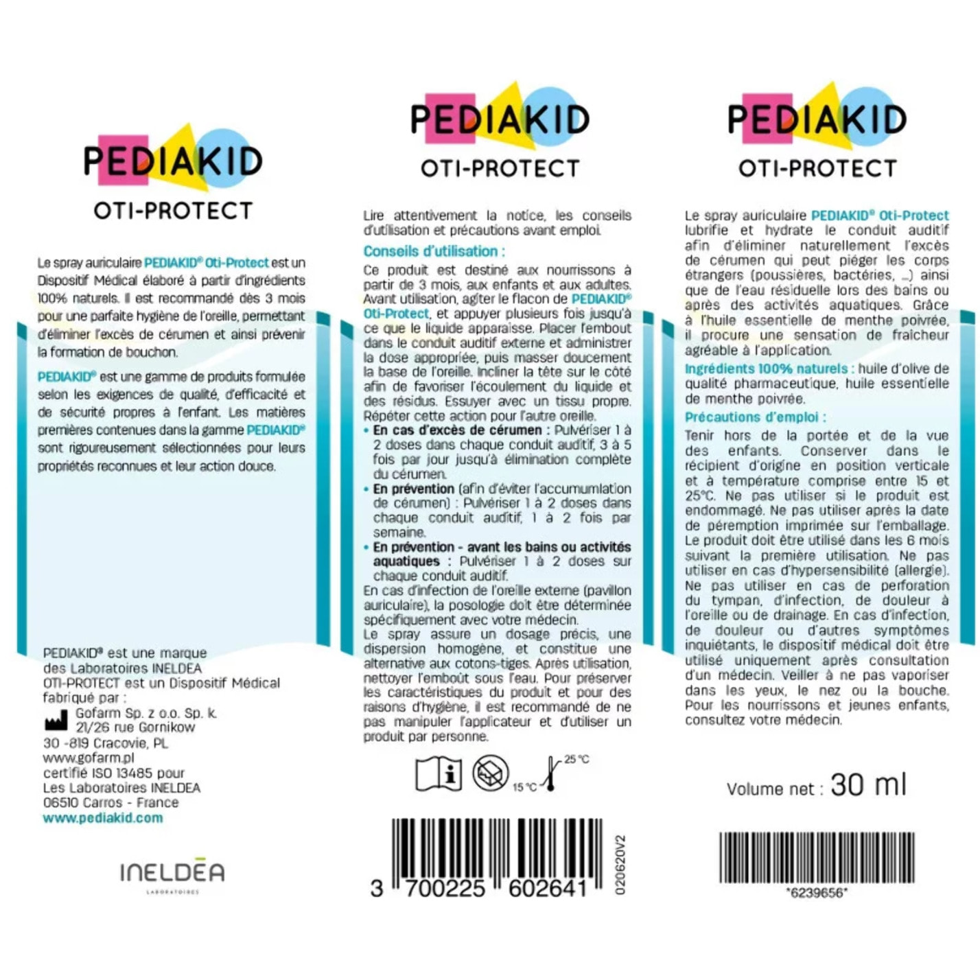 PEDIAKID Box Vacances - Spray Anti-Moustiques & Anti-Démangeaisons - Spray Nettoyant Oreille - Sirop Prébiotiques pour Transit Intestinal - Sticks contre Nausées & Vomissements