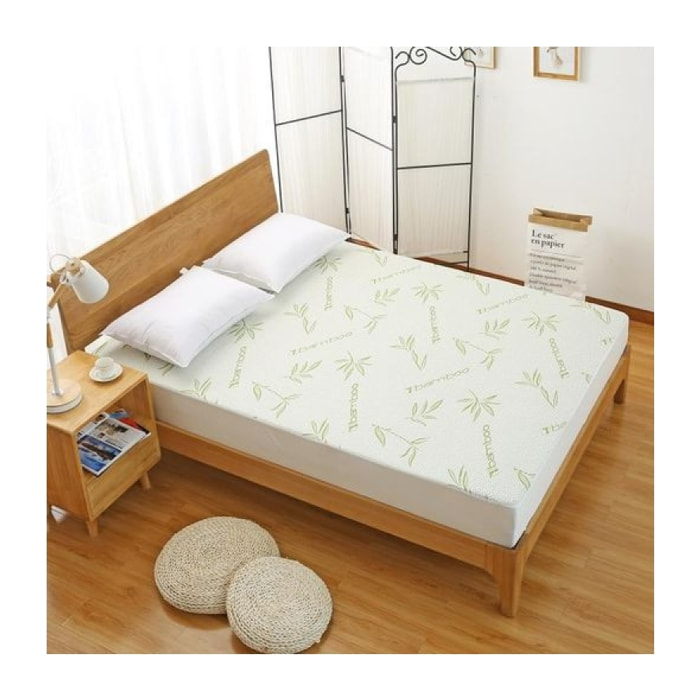 Protège matelas "Bambou" imperméable 90 x 190 cm bonnet 35 cm