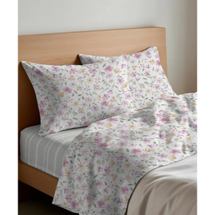 Lenzuolo superiore PRIMAVERA ROSA 100% Cotone e Made in Italy fiori floreale