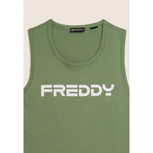 Canotta in cotone con retro vogatore e logo FREDDY