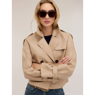 Motivi - Trench corto doppiopetto con mostrine - Beige