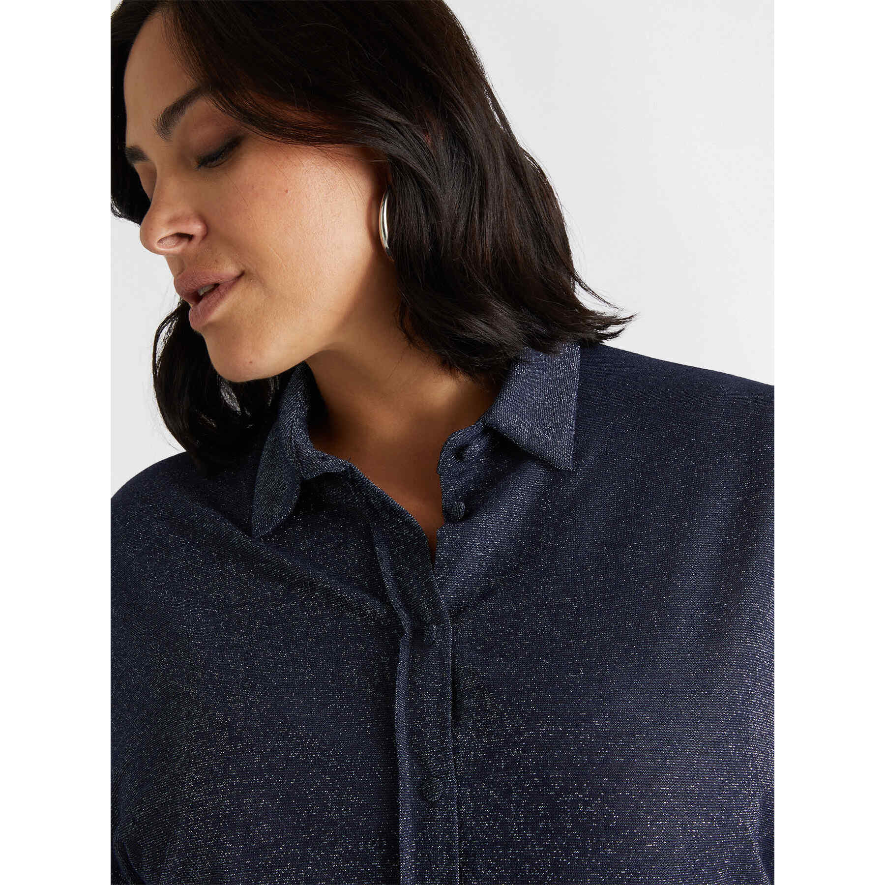 Fiorella Rubino - Camisa boxy de lúrex - Azul