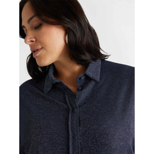 Fiorella Rubino - Camisa boxy de lúrex - Azul