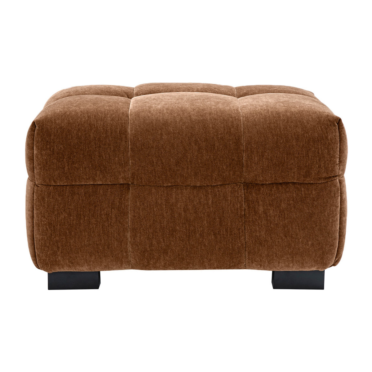 Pouf repose-pieds design en tissu effet velours terre brûlée CORTO