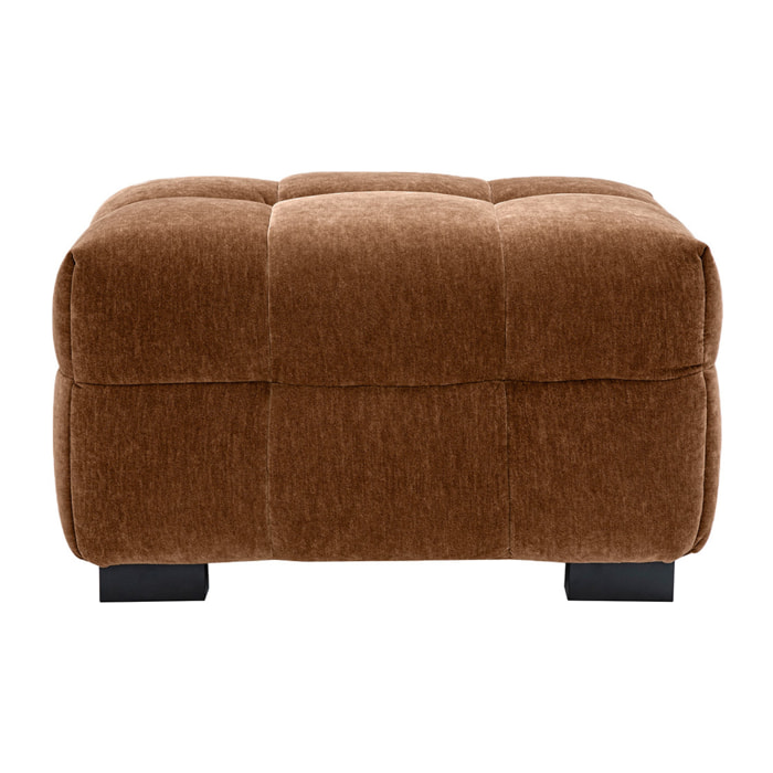 Pouf repose-pieds design en tissu effet velours terre brûlée CORTO