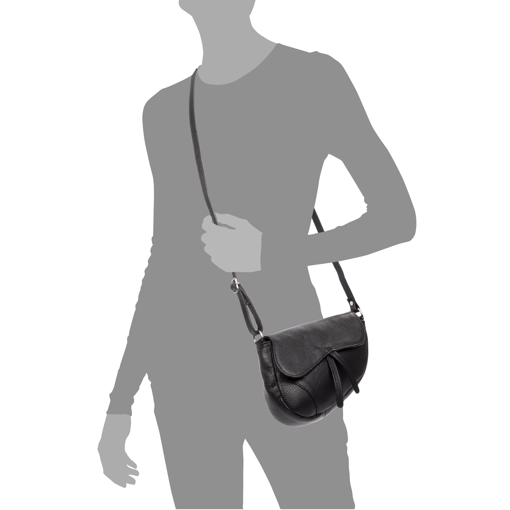 FIRENZE ARTEGIANI Borsa a Spalla da Donna Susanna. Vera Pelle Dollaro Made in Italy 22x7x17 Cm. Colore nero