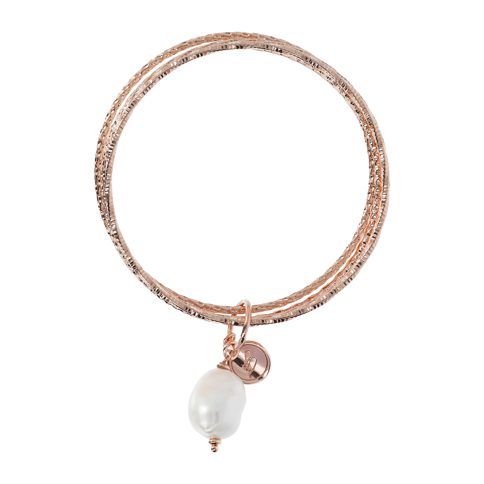 Bracciale Multifilo Rigido con Pietra Naturale Tonda Perla Bianca