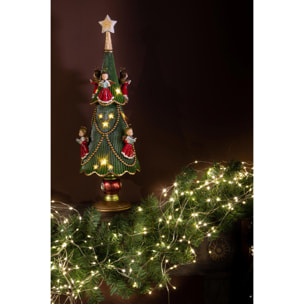 Albero Con Angeli E Led. Altezza 60 Cm - Pezzi 1 - 28X60X28cm - Colore: Verde - Bianchi Dino - Articoli Natalizi