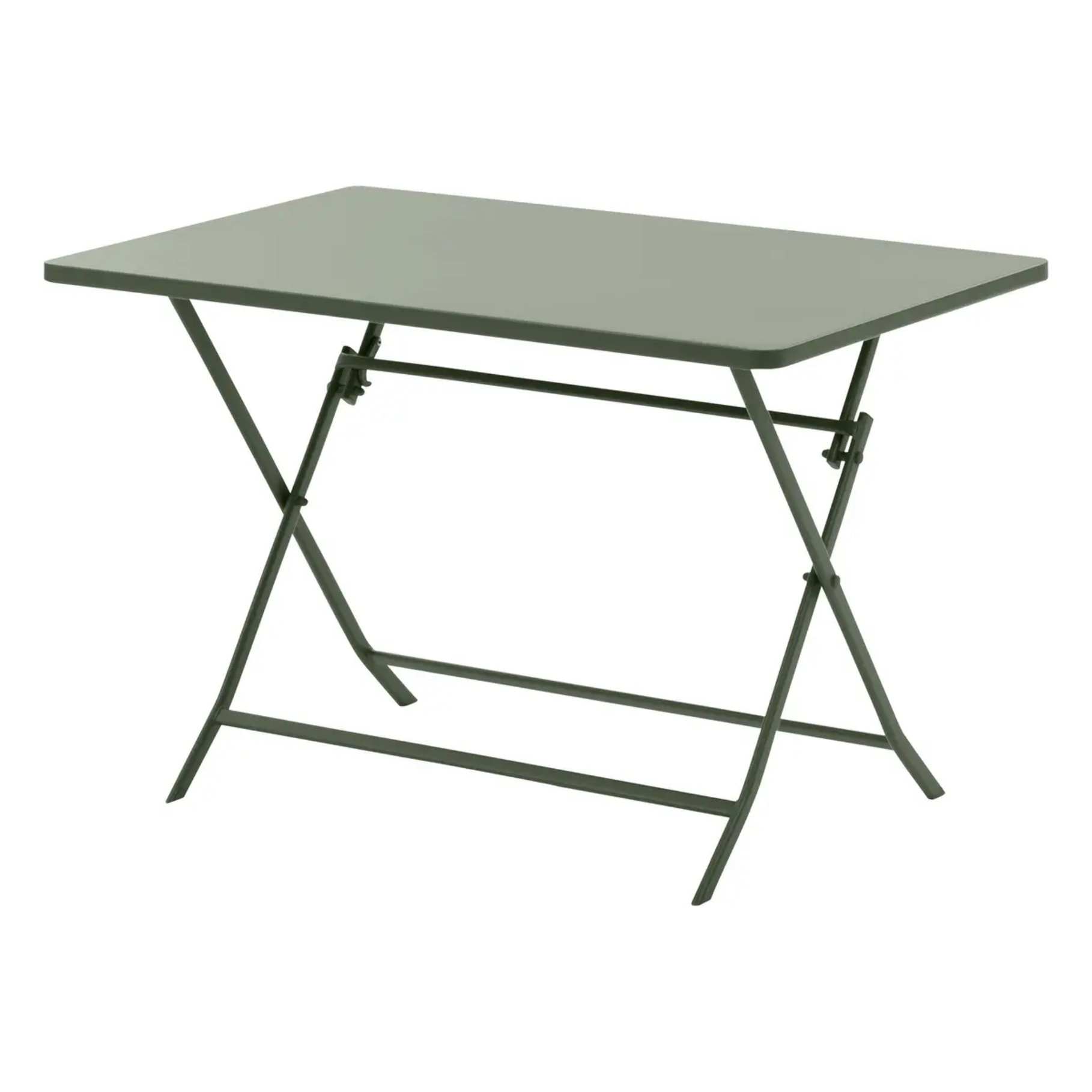 Table de jardin pliante rectangulaire "Greensboro" vert laurier 4 places en acier