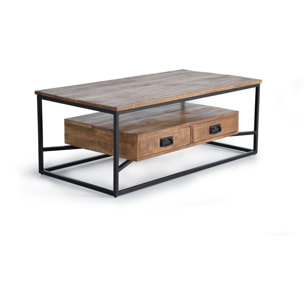 Mesa de centro - madera de mango y metal - 45x120x60cm