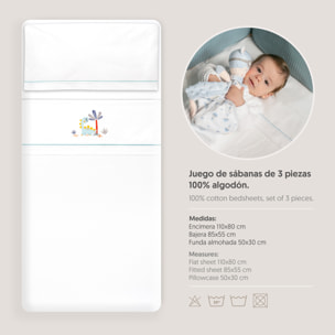Triptico Minicuna Estampado Dinosaurio Palmera Bco/Verde