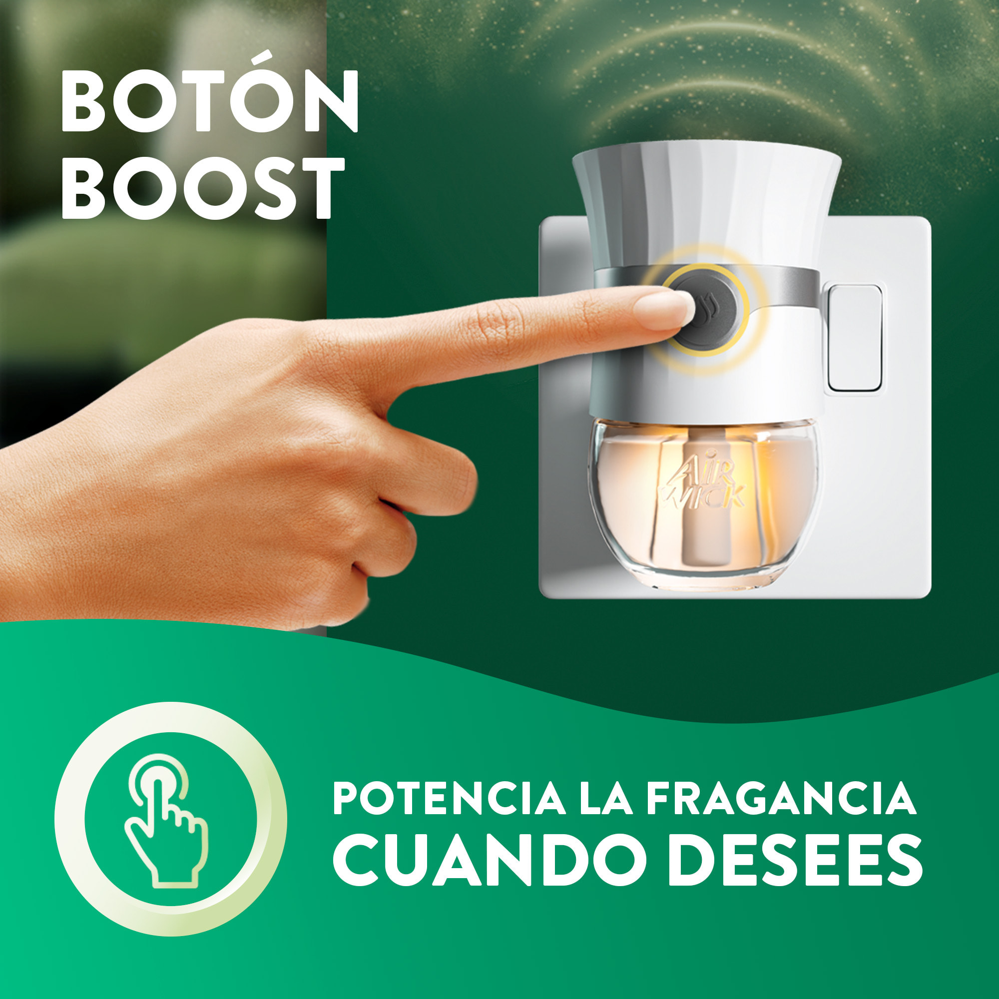 Air Wick Ambientador Eléctrico - Ambientador difusor inteligente con tecnología Anti-Fading con aroma a Flor de Cerezo y Frambuesa - Aparato y Recambio