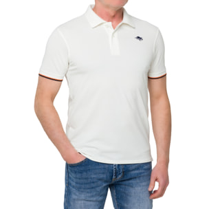 Polo con righine LIZARD cotone piquet Bianco
