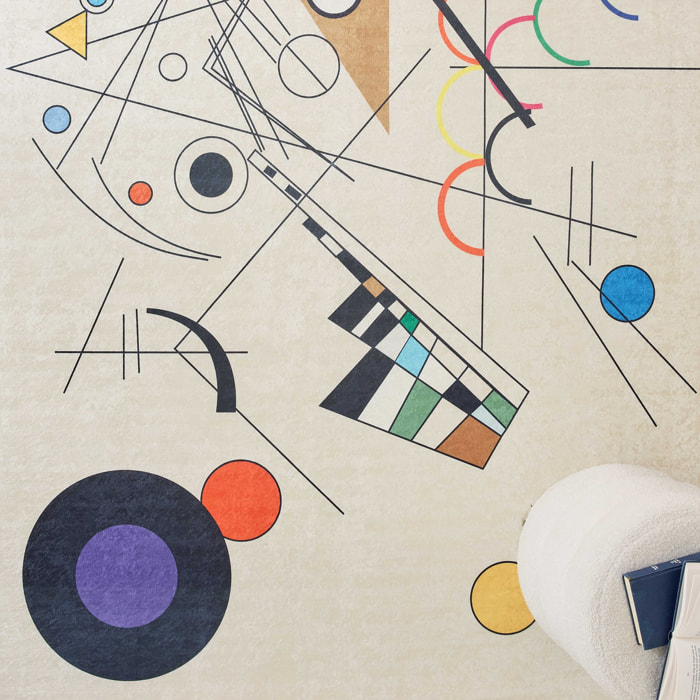 STAMPA - Tapis lavable à motif artistique - Beige