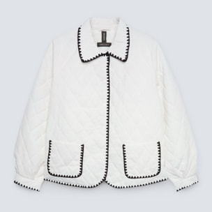 Fiorella Rubino - Chaqueta acolchada con bordes bordados - Blanco