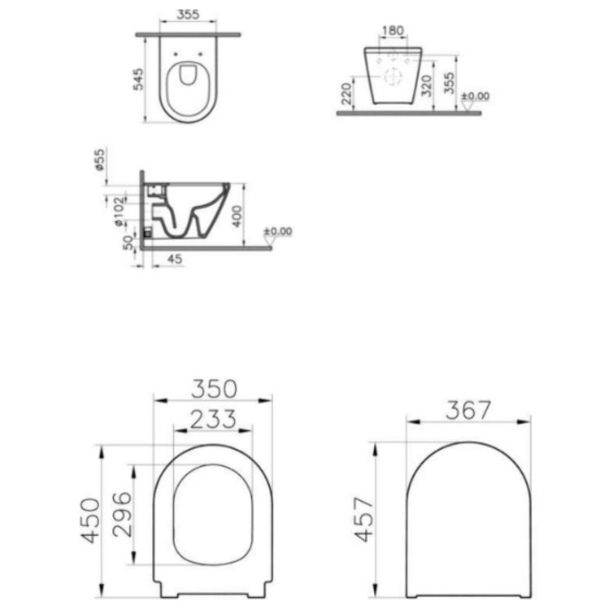 Pack Bati-support Geberit Duofix 112cm + WC sans bride Vitra Integra + Abattant softclose + Plaque blanche