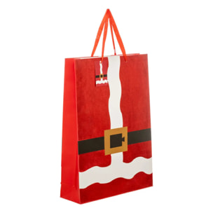 Sac cadeau imprimé grande taille tenue de Père Noël paillettes rouge