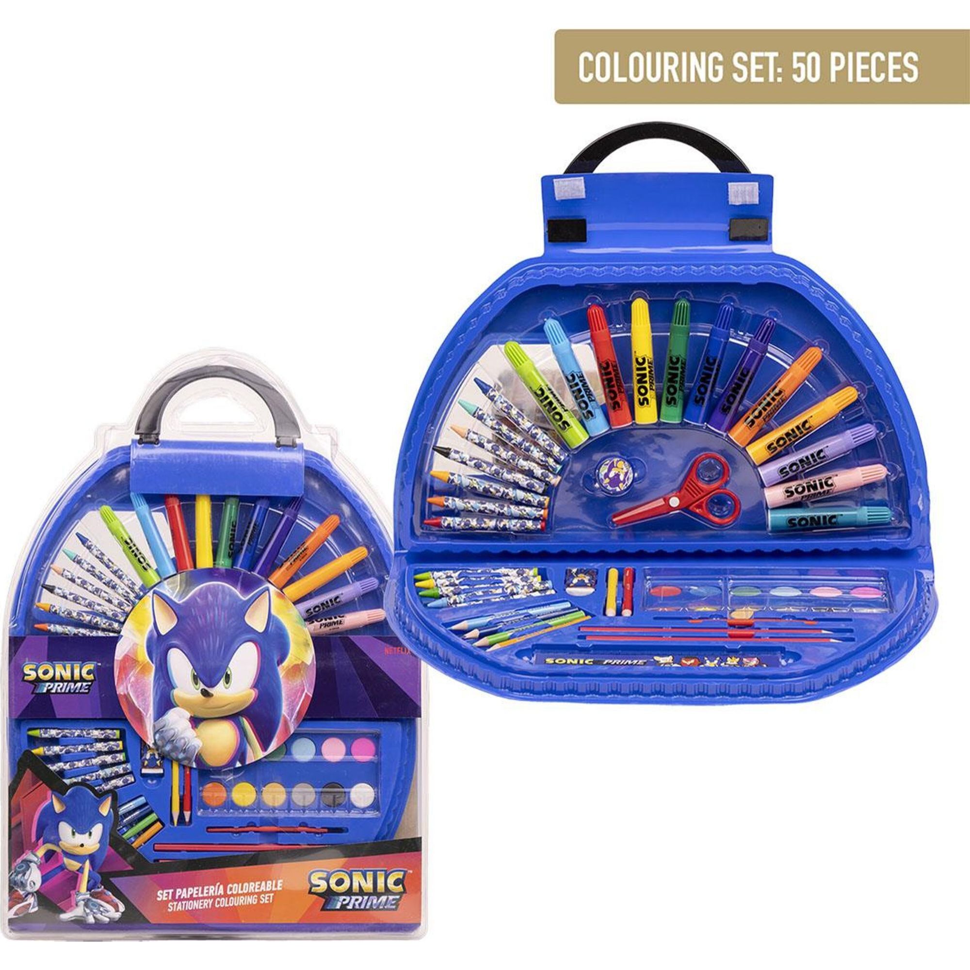 Set Papelería Coloreable 50 Piezas Sonic Prime