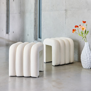 Set de 2 poufs contemporains en tissu blanc