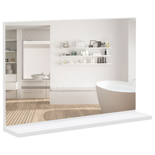 Espejo de Baño con Estante Abierto, Espejo de Pared, Estilo Moderno, para Entrada, Pasillo, 60x12x40 cm, Blanco