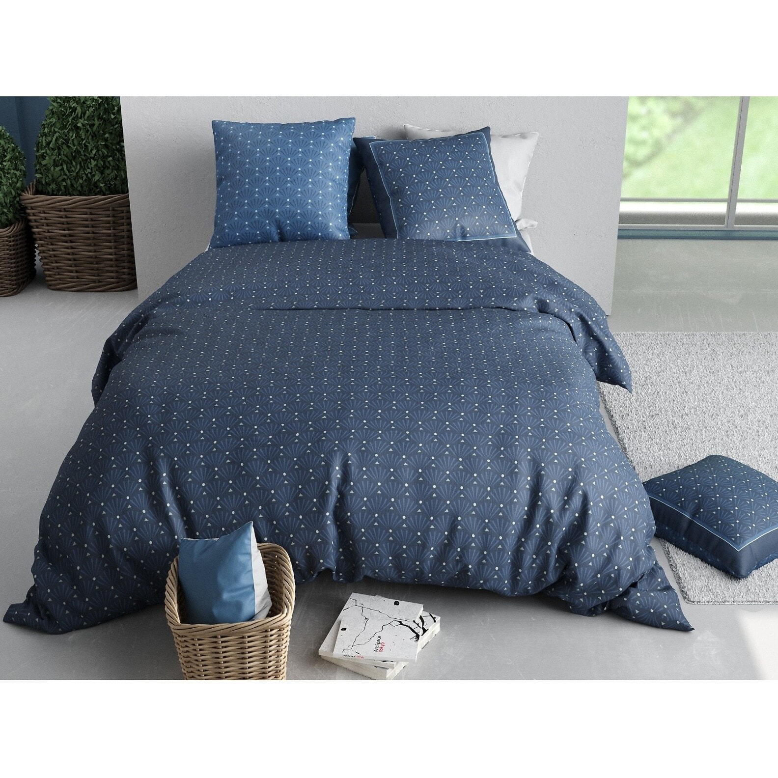 Parure housse de couette imprimée + 2 taies Azura